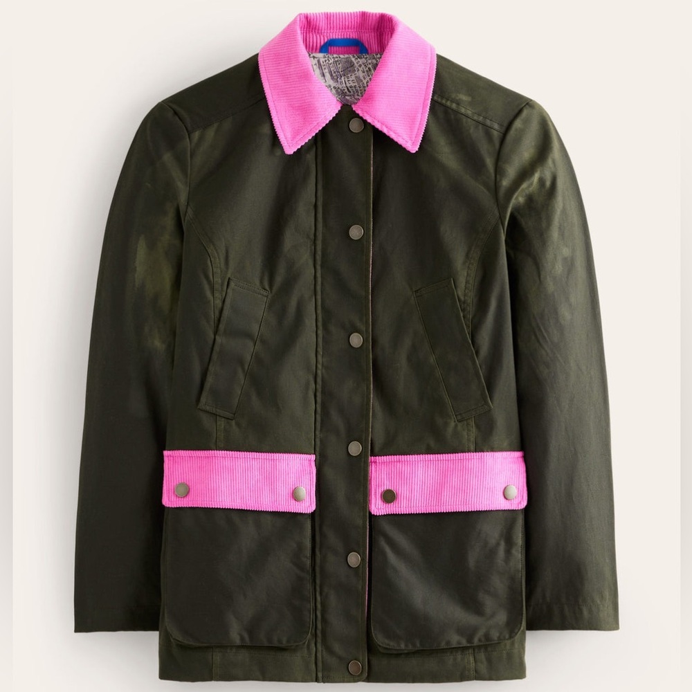 Boden Heritage Wax Jacket Winter Moss, Cherries Jubilee Pink Corduroy Jacket